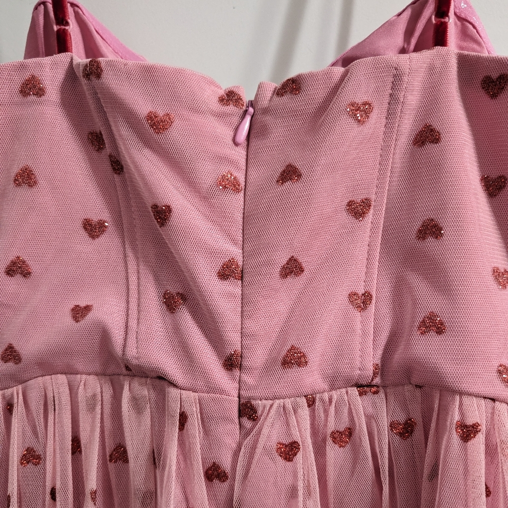 ✨Viral✨ Betsey Johnson dress! Pink with red hearts tulle underwire zip up size 2 - Picture 7 of 9